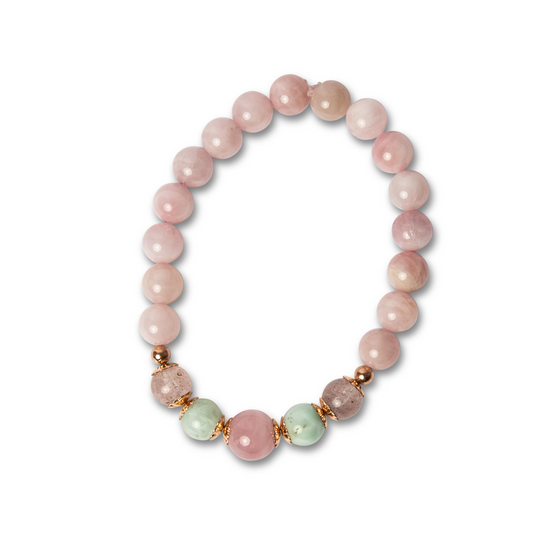 Quintesse™﻿ bracelets combine EMF protection with the healing qualities of rose quartz crystals | Orgone Effects Australia